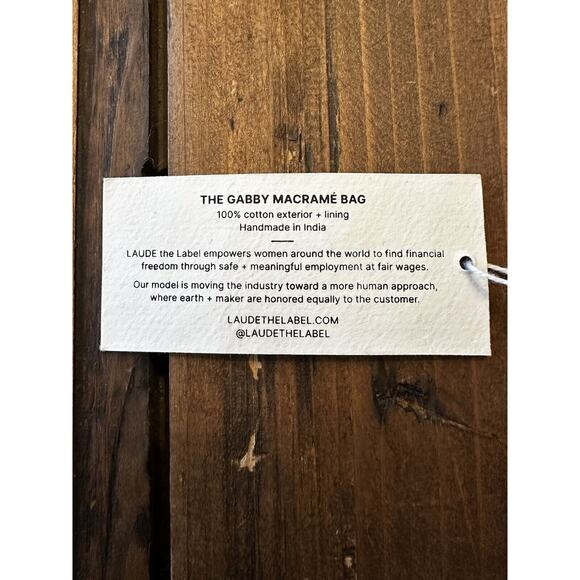 Laude The Label X Curateur Gabby Macrame Bag Handbag Off-White/Black Stripe NWT - Picture 5 of 10